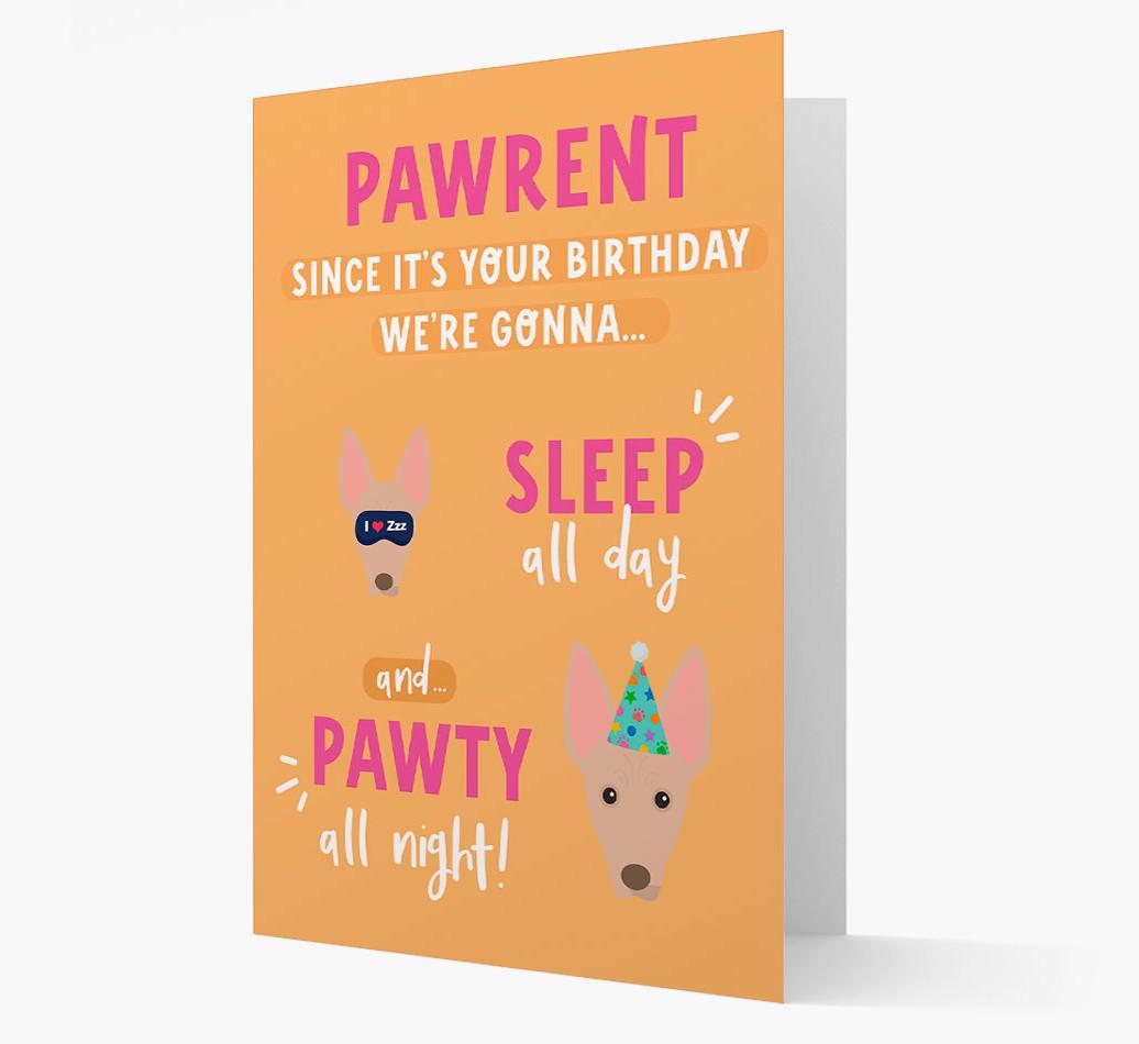 Sleep All Day, Pawty All Night: Personalized Card with {breedFullName} Icon