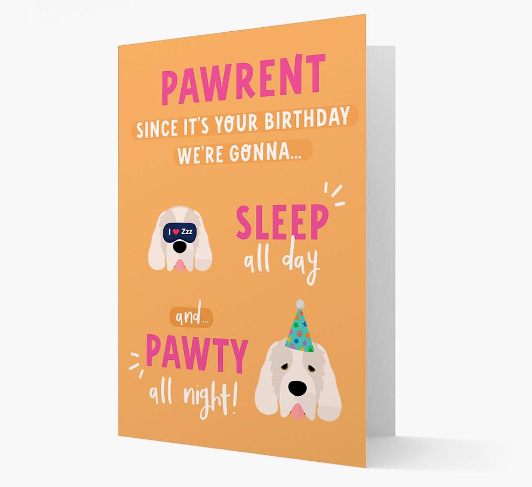 Sleep All Day, Pawty All Night: Personalized Card with {breedFullName} Icon