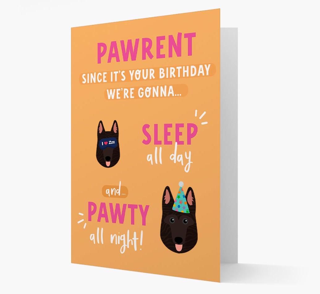 Sleep All Day, Pawty All Night: Personalized Card with {breedFullName} Icon