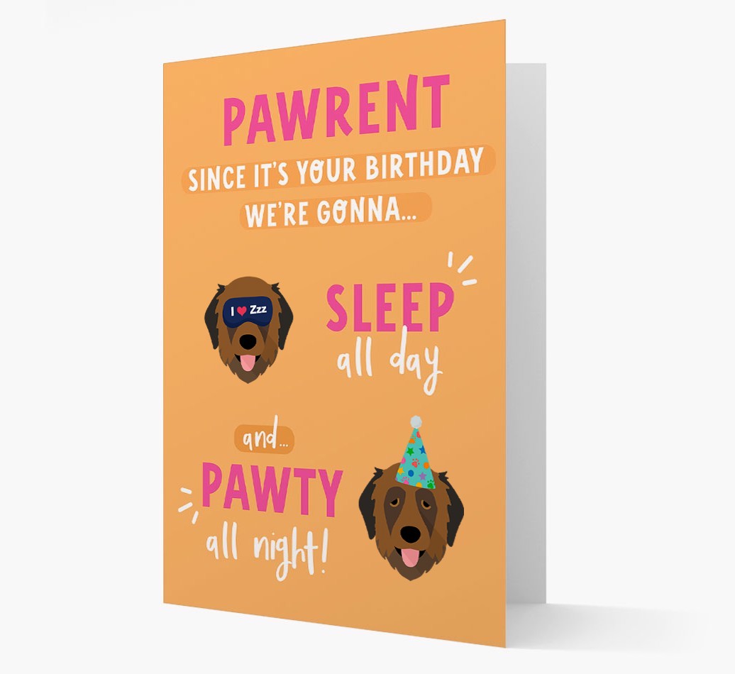 Sleep All Day, Pawty All Night: Personalized Card with {breedFullName} Icon