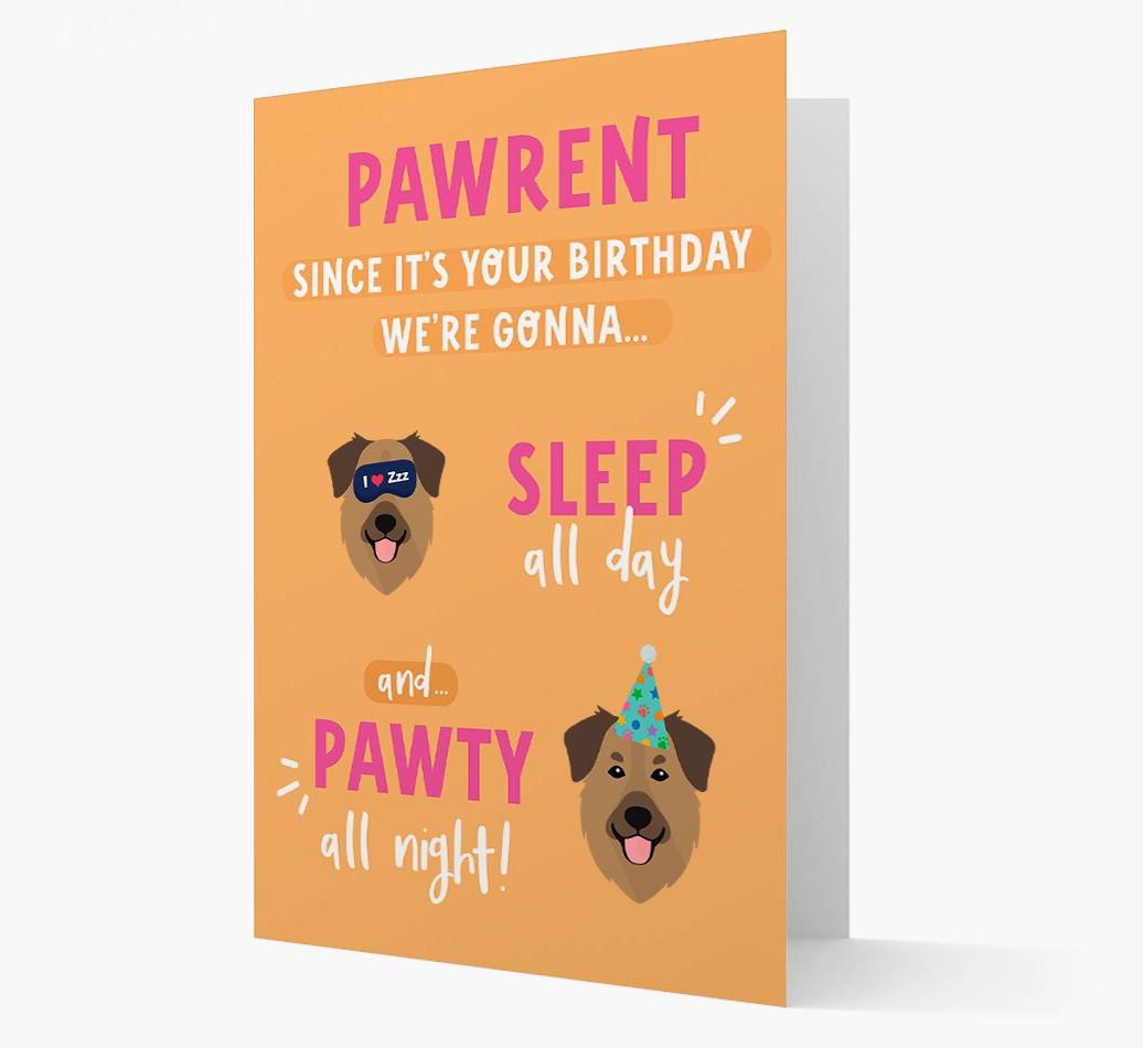 Sleep All Day, Pawty All Night: Personalized Card with {breedFullName} Icon