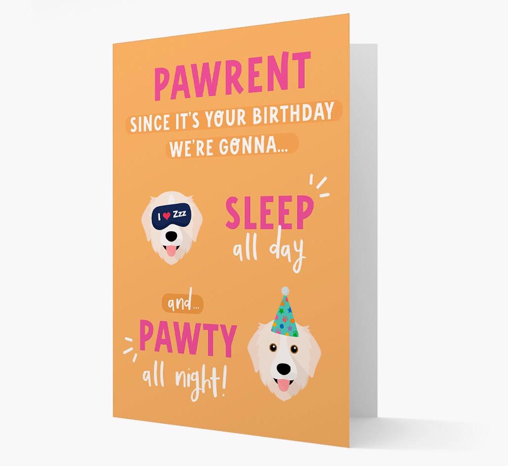 Sleep All Day, Pawty All Night: Personalised Card with {breedFullName} Icon