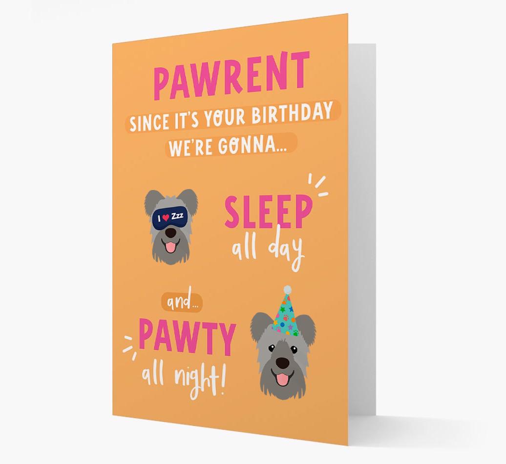 Sleep All Day, Pawty All Night: Personalized Card with {breedFullName} Icon