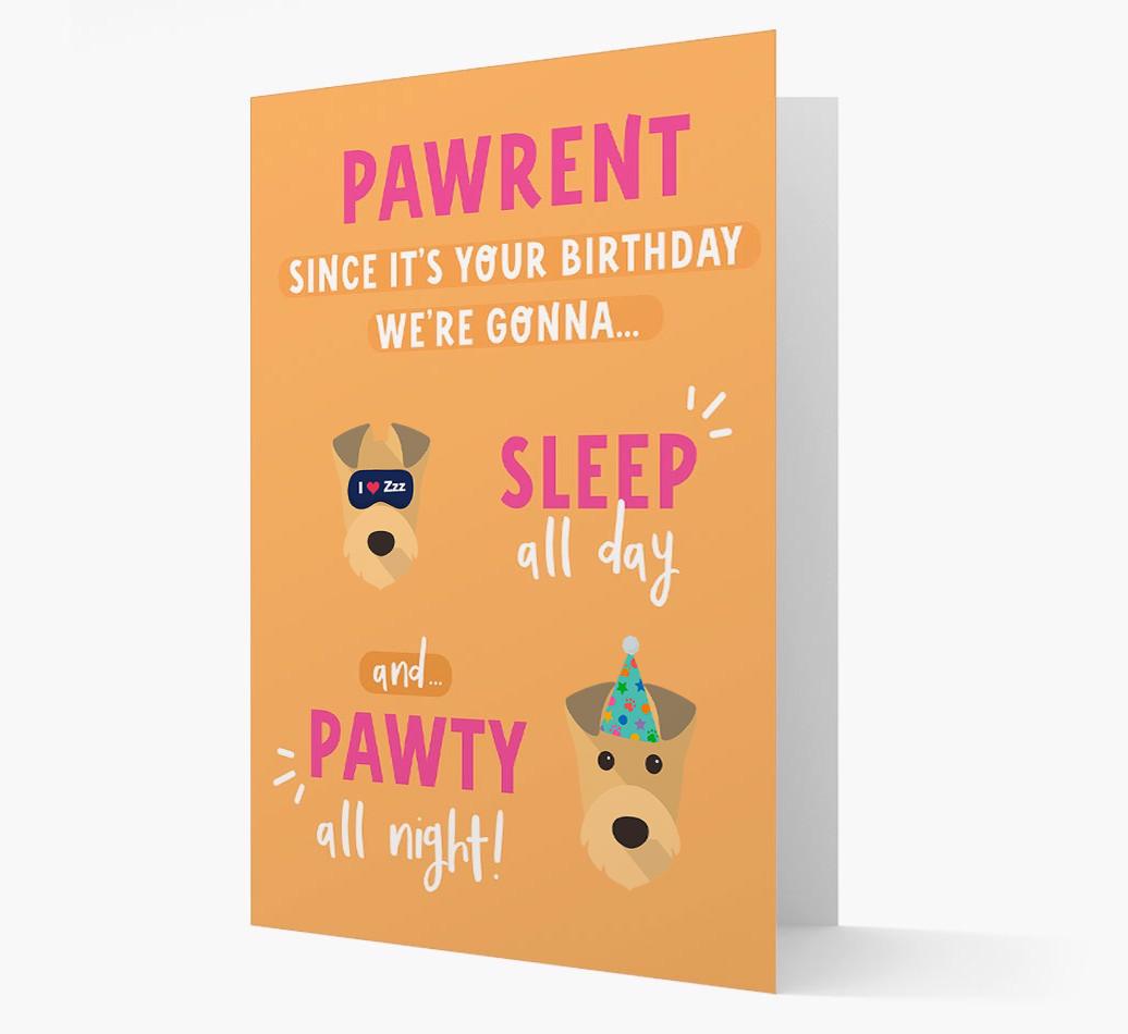 Sleep All Day, Pawty All Night: Personalized Card with {breedFullName} Icon