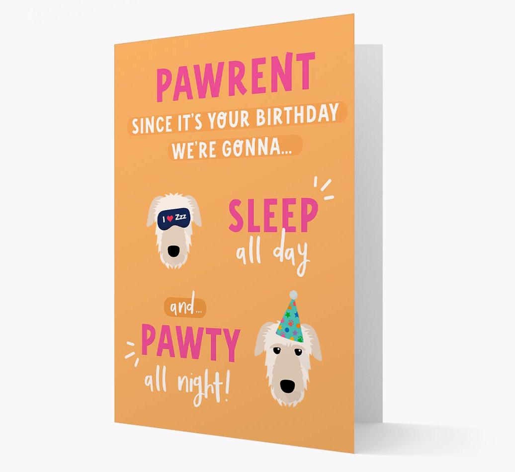 Sleep All Day, Pawty All Night: Personalized Card with {breedFullName} Icon