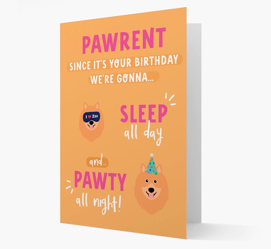 Sleep All Day, Pawty All Night: Personalized Card with {breedFullName} Icon