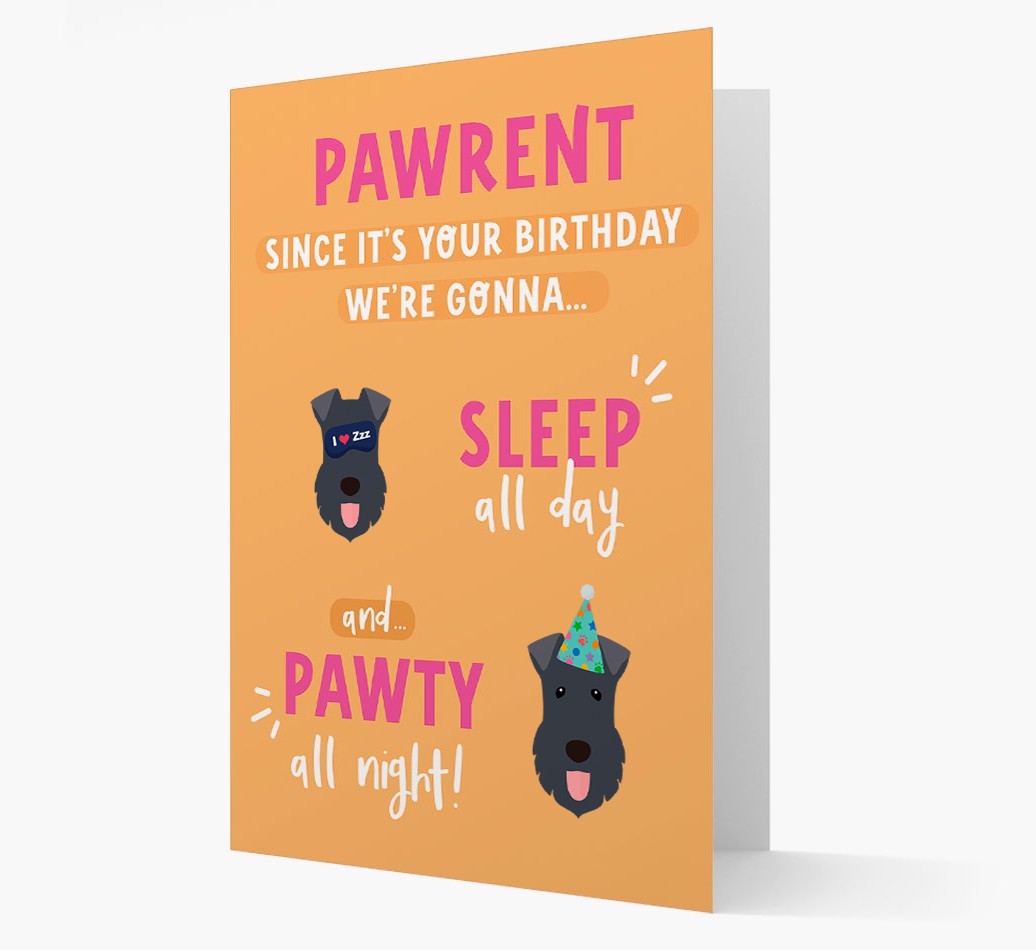 Sleep All Day, Pawty All Night: Personalized Card with {breedFullName} Icon