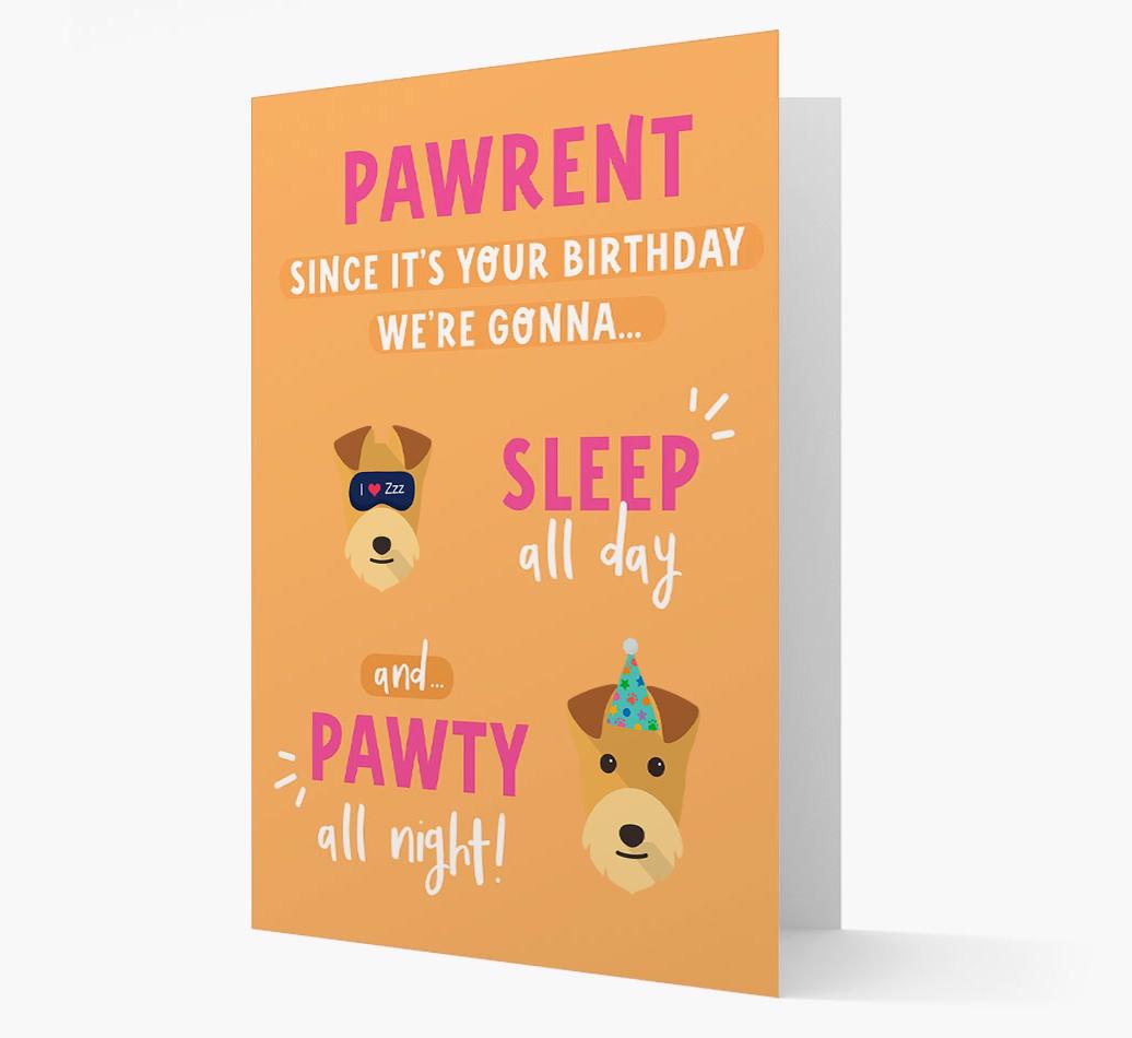 Sleep All Day, Pawty All Night: Personalized Card with {breedFullName} Icon
