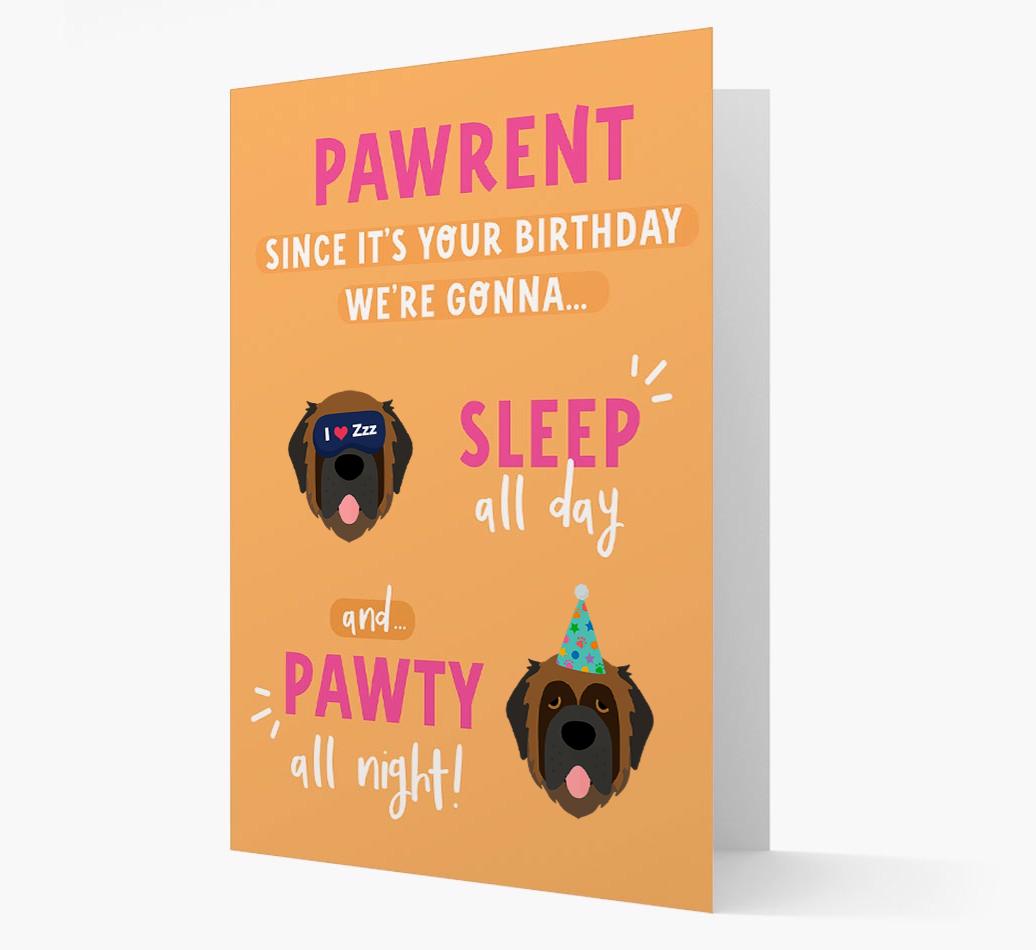 Sleep All Day, Pawty All Night: Personalized Card with {breedFullName} Icon