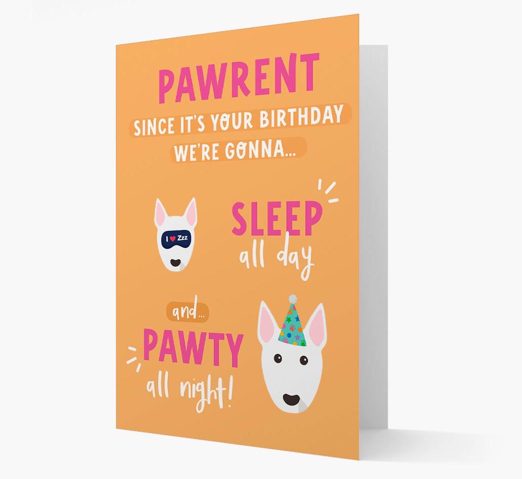 Sleep All Day, Pawty All Night: Personalized Card with {breedFullName} Icon