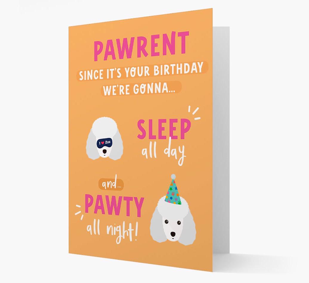 Sleep All Day, Pawty All Night: Personalized Card with {breedFullName} Icon