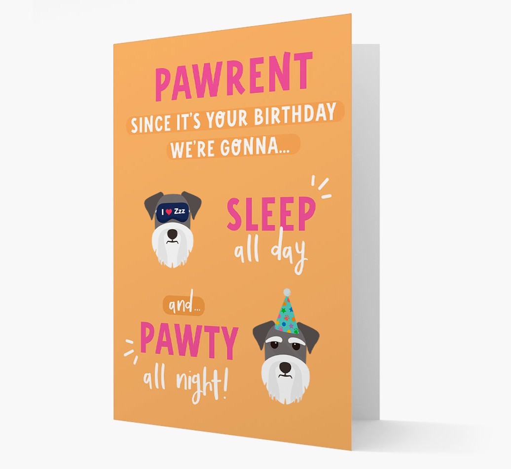 Sleep All Day, Pawty All Night: Personalized Card with {breedFullName} Icon