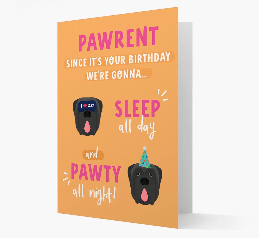 Sleep All Day, Pawty All Night: Personalized Card with {breedFullName} Icon