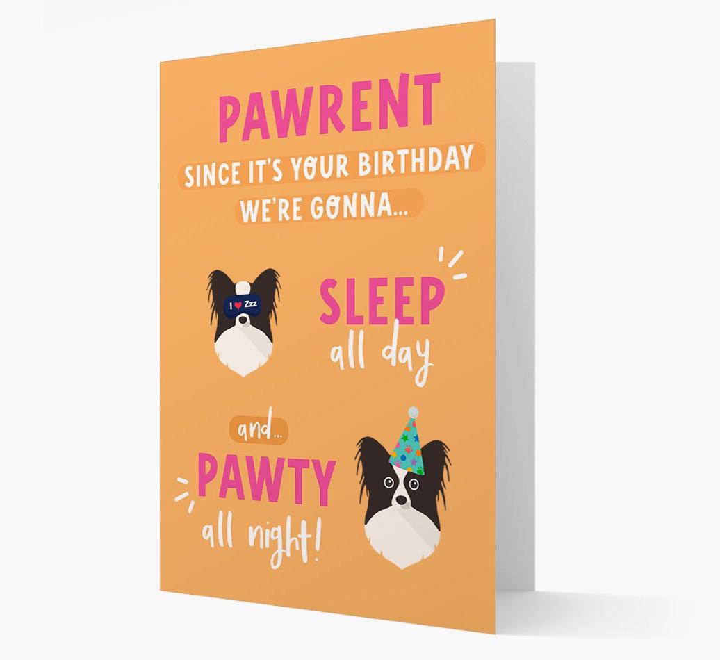 Sleep All Day, Pawty All Night: Personalized Card with {breedFullName} Icon