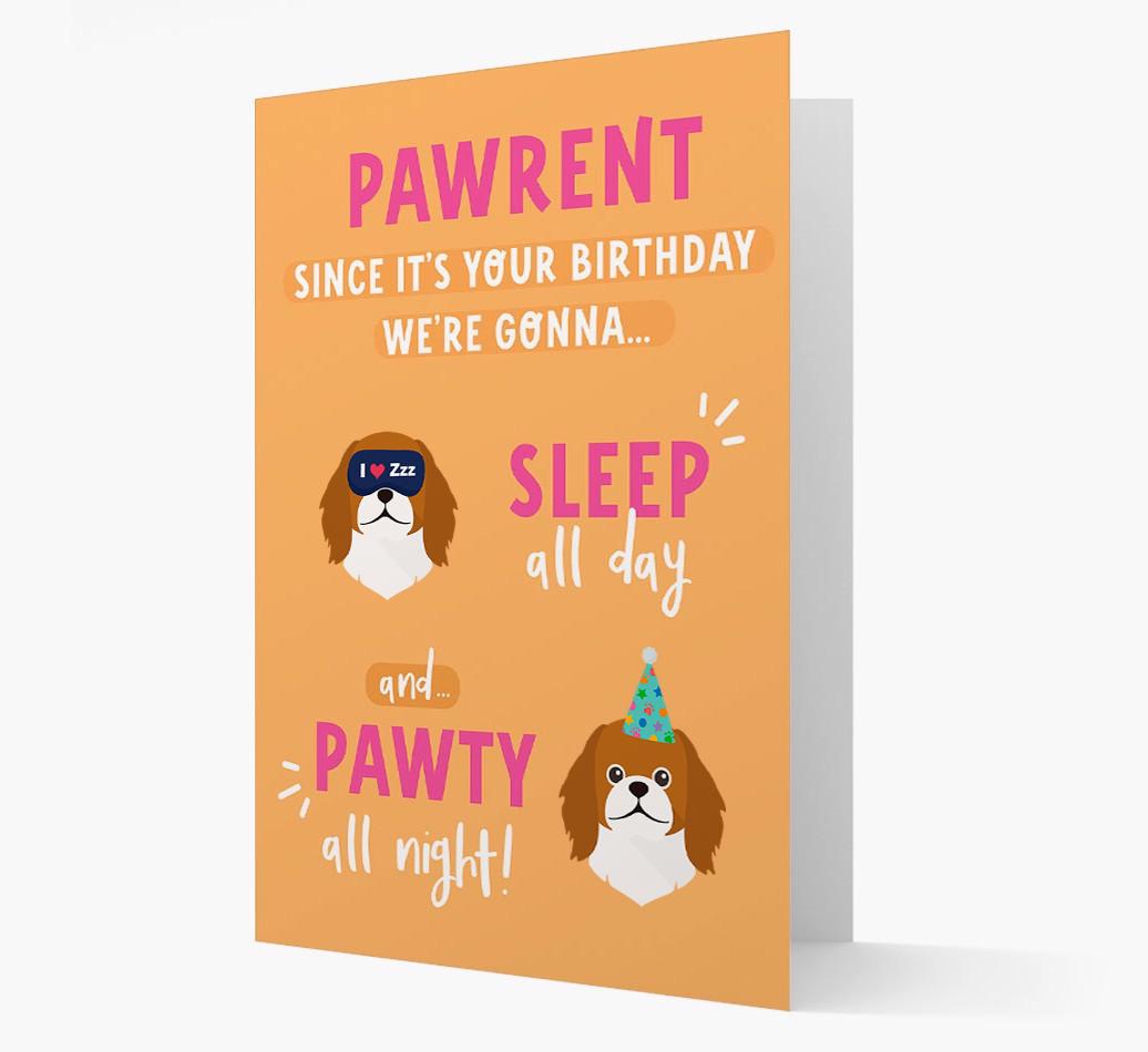 Sleep All Day, Pawty All Night: Personalized Card with {breedFullName} Icon