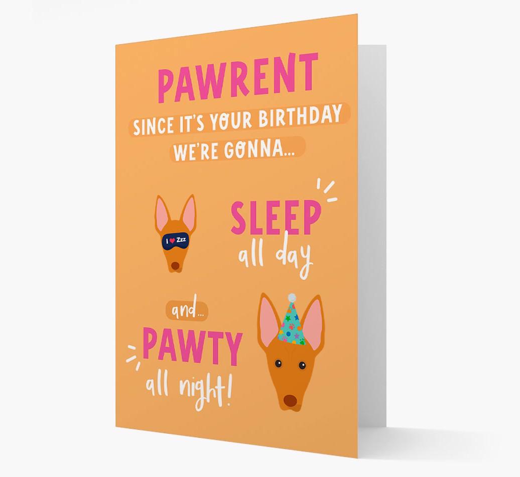 Sleep All Day, Pawty All Night: Personalized Card with {breedFullName} Icon