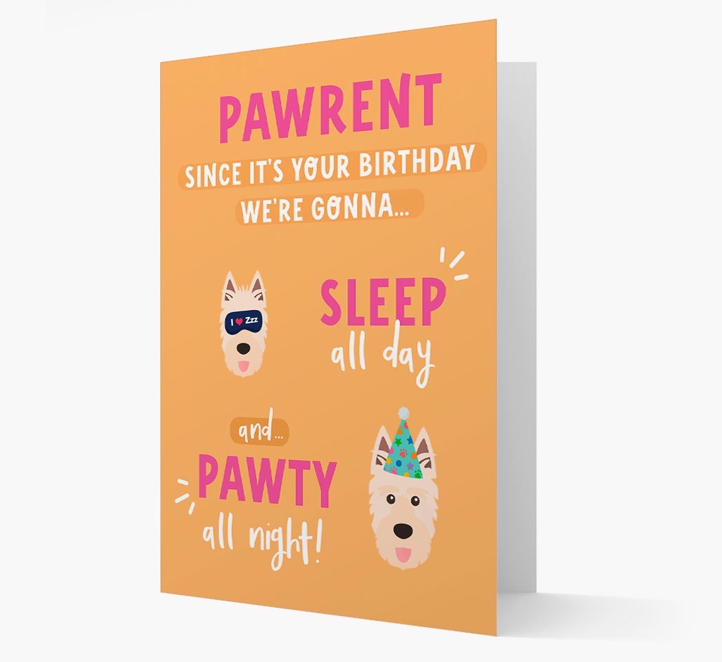 Sleep All Day, Pawty All Night: Personalized Card with {breedFullName} Icon