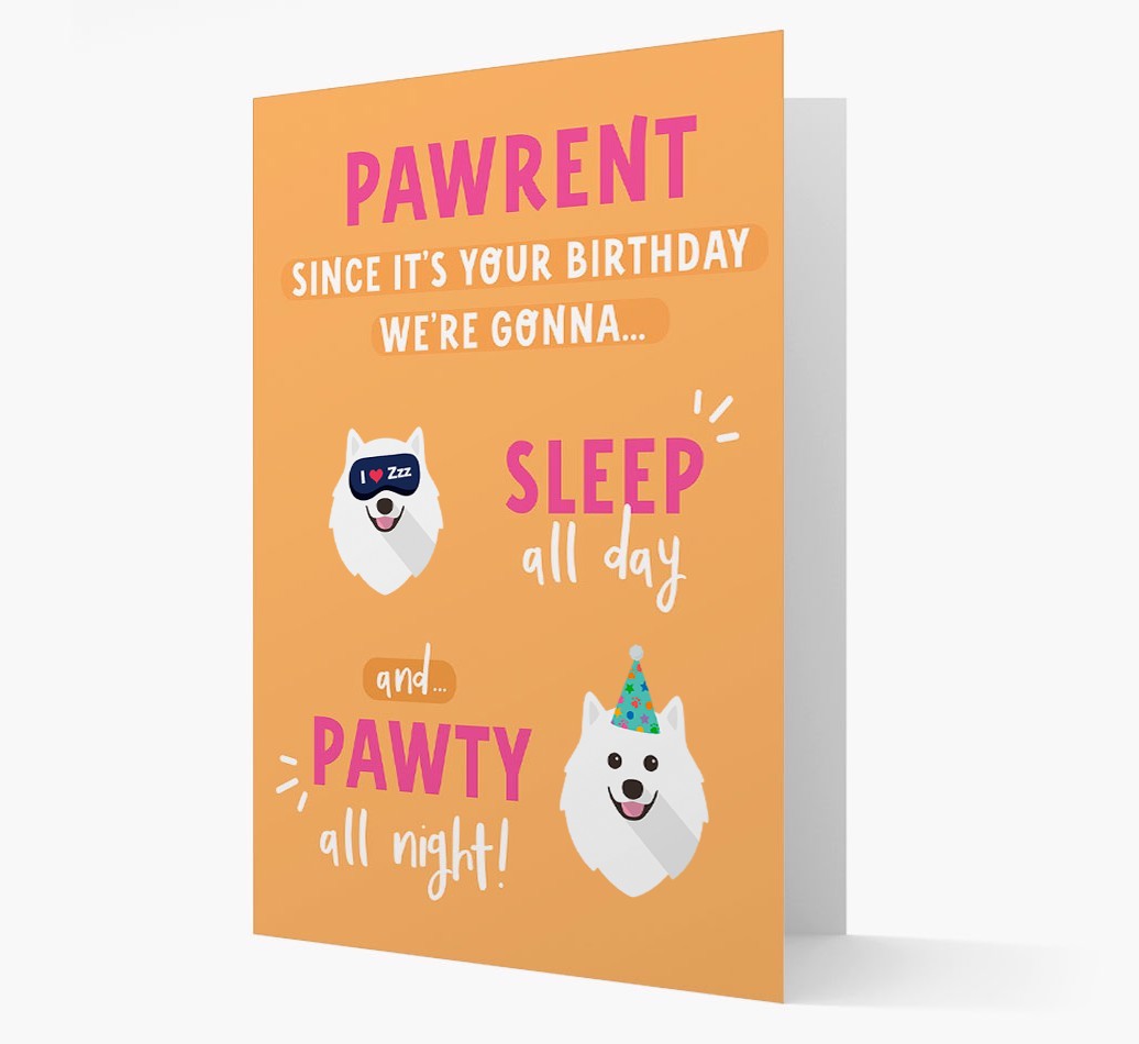 Sleep All Day, Pawty All Night: Personalized Card with {breedFullName} Icon