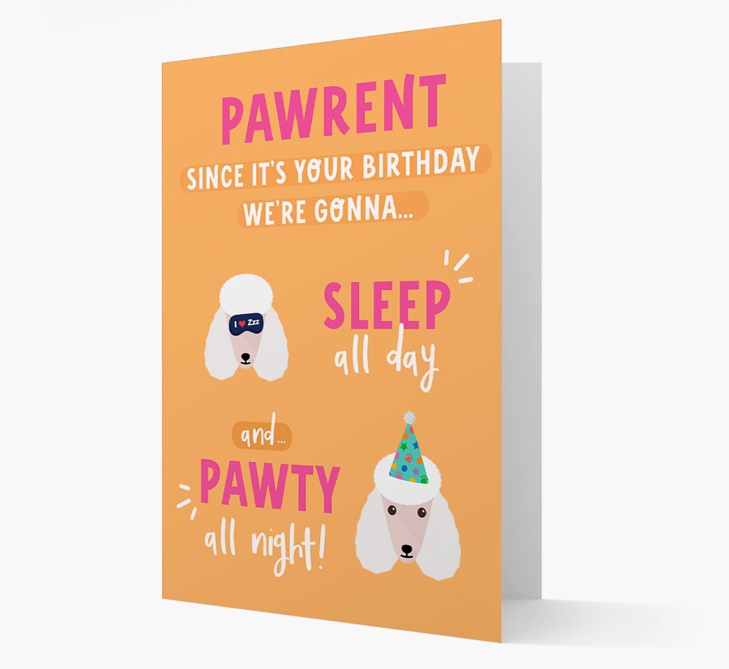 Sleep All Day, Pawty All Night: Personalized Card with {breedFullName} Icon