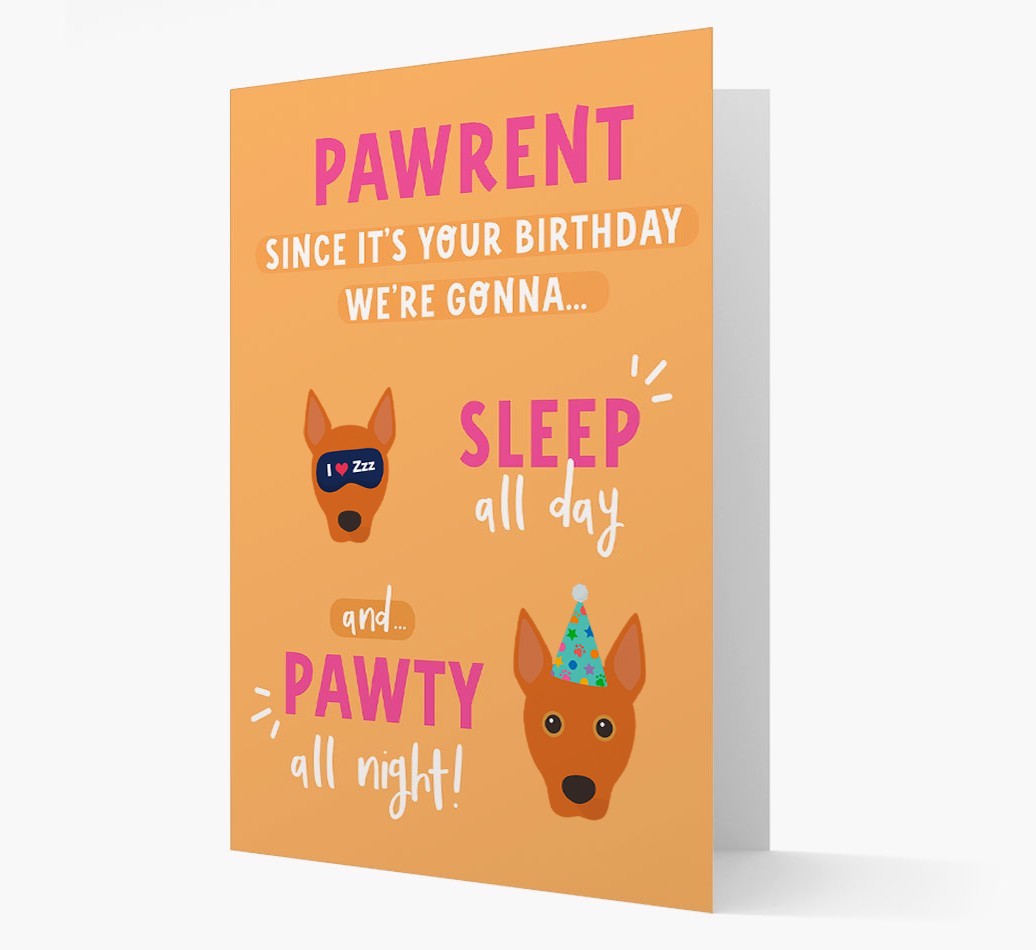 Sleep All Day, Pawty All Night: Personalized Card with {breedFullName} Icon