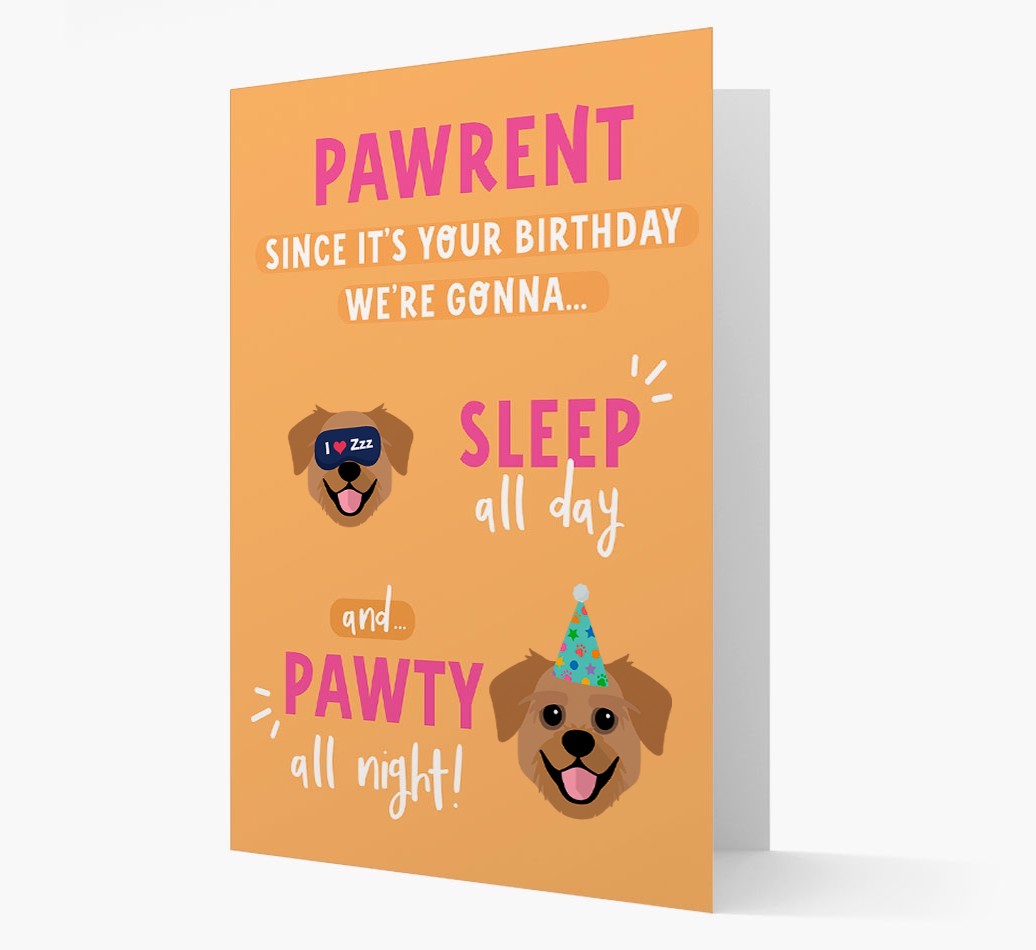 Sleep All Day, Pawty All Night: Personalized Card with {breedFullName} Icon