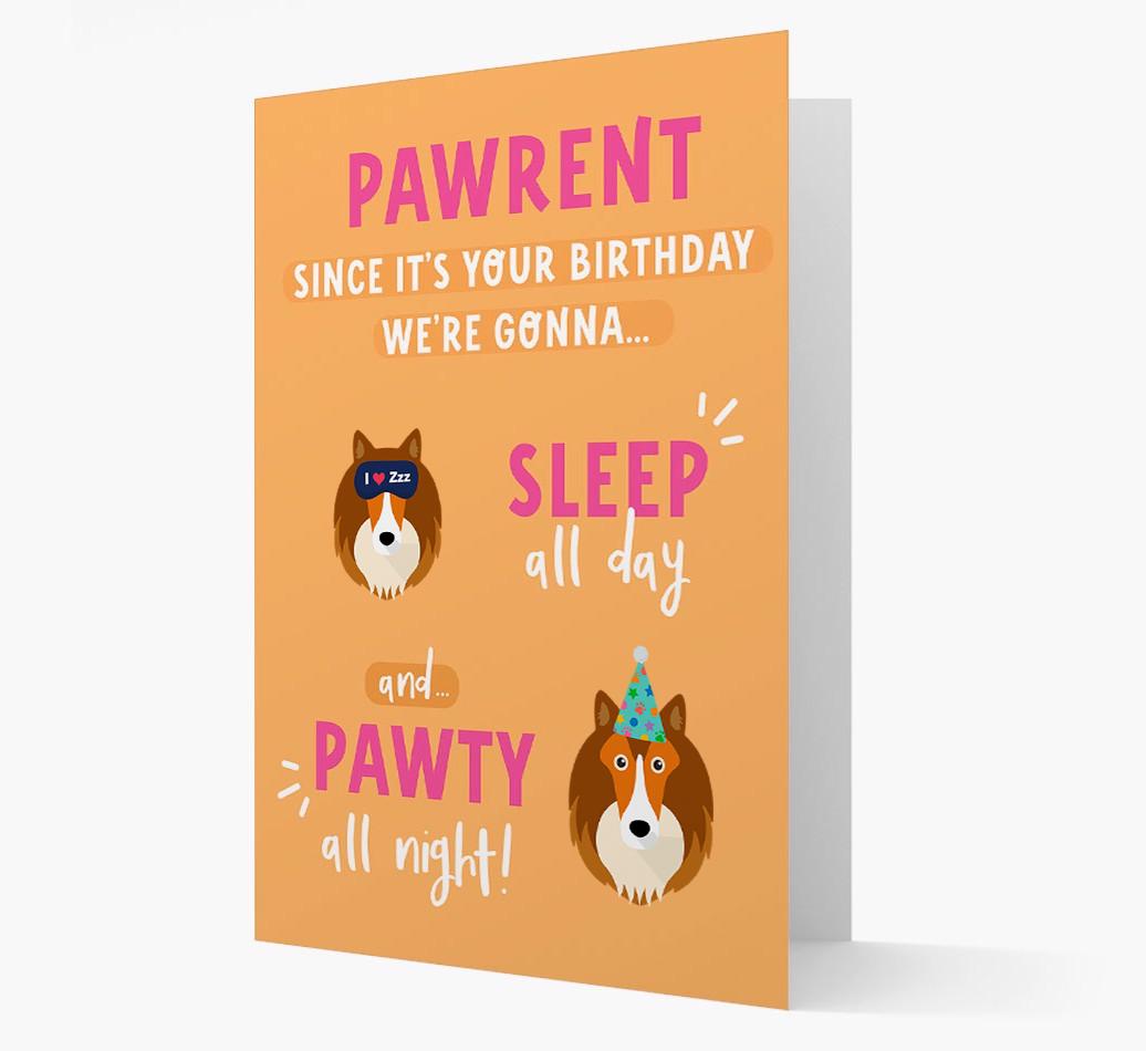 Sleep All Day, Pawty All Night: Personalized Card with {breedFullName} Icon