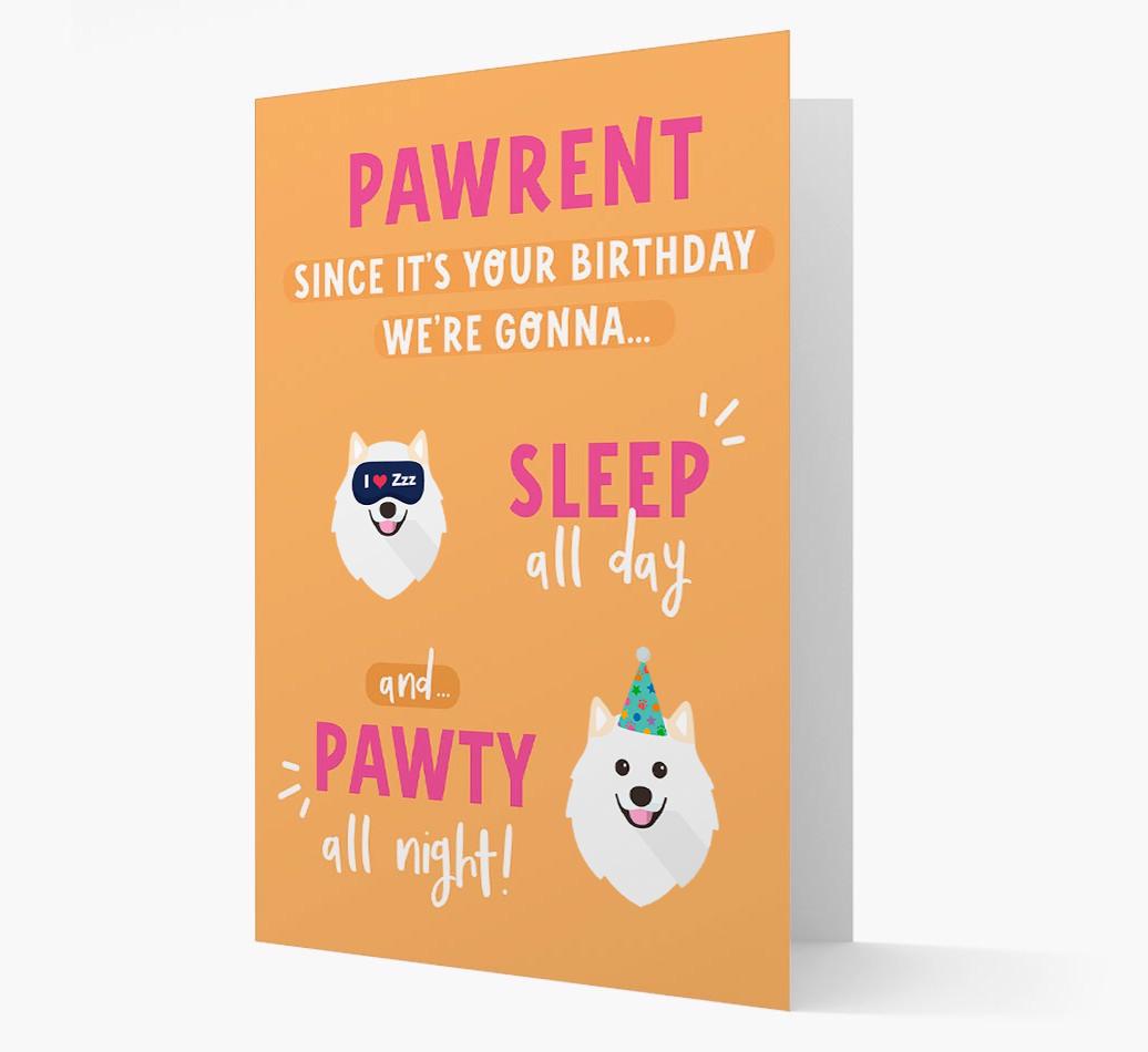 Sleep All Day, Pawty All Night: Personalized Card with {breedFullName} Icon