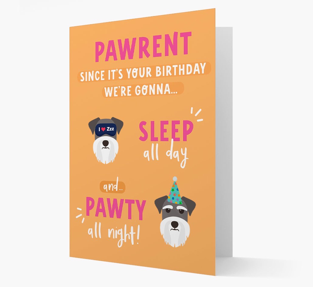 Sleep All Day, Pawty All Night: Personalized Card with {breedFullName} Icon