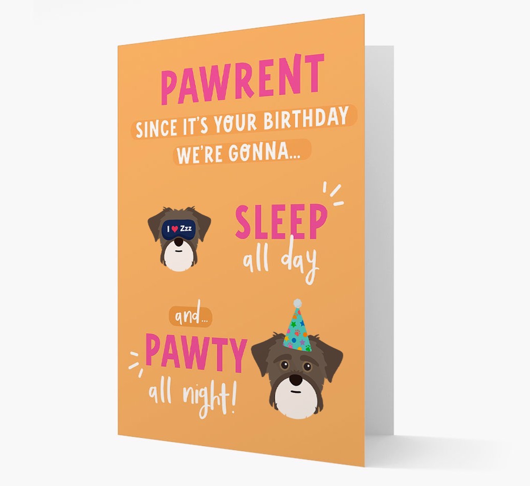 Sleep All Day, Pawty All Night: Personalized Card with {breedFullName} Icon