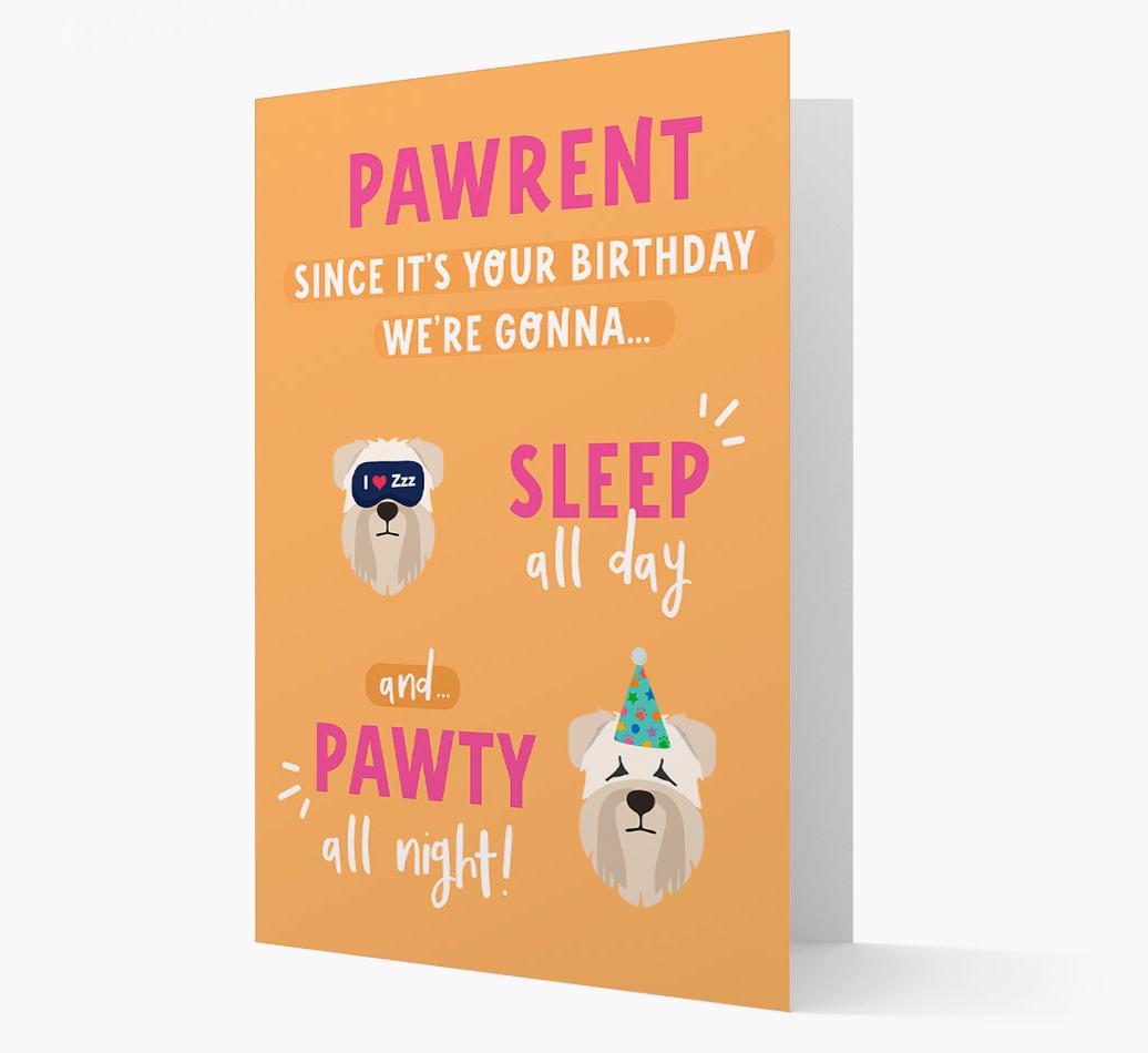 Sleep All Day, Pawty All Night: Personalized Card with {breedFullName} Icon