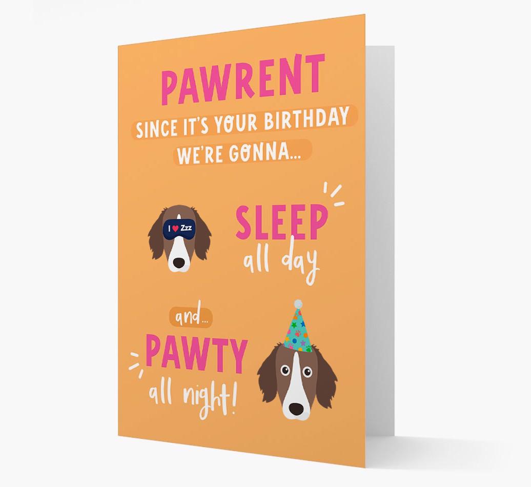 Sleep All Day, Pawty All Night: Personalized Card with {breedFullName} Icon