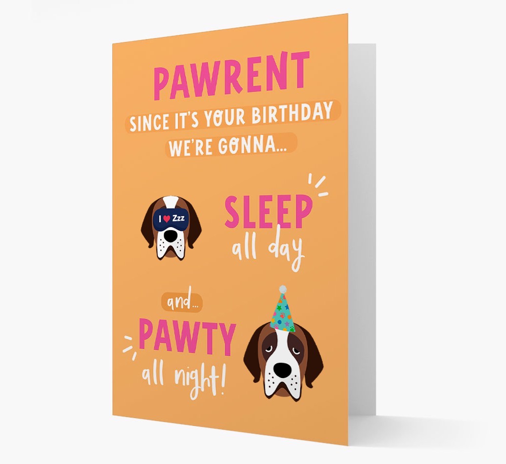 Sleep All Day, Pawty All Night: Personalized Card with {breedFullName} Icon