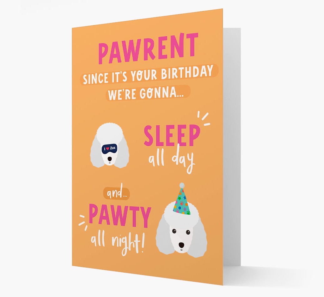 Sleep All Day, Pawty All Night: Personalized Card with {breedFullName} Icon