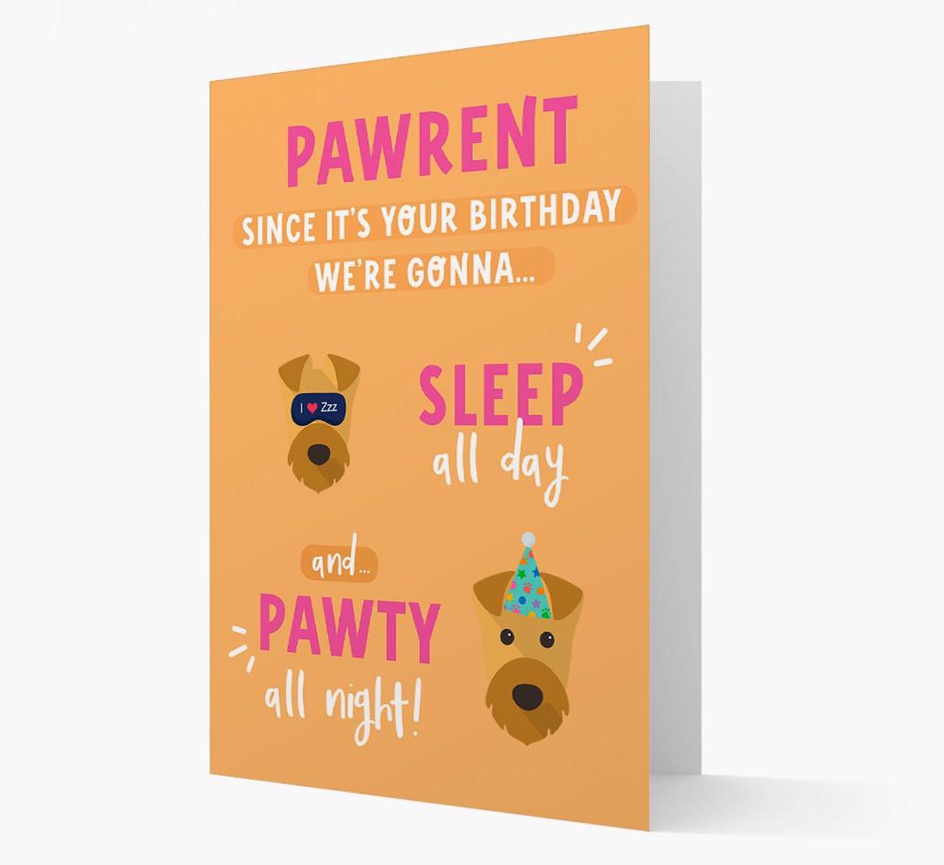 Sleep All Day, Pawty All Night: Personalized Card with {breedFullName} Icon