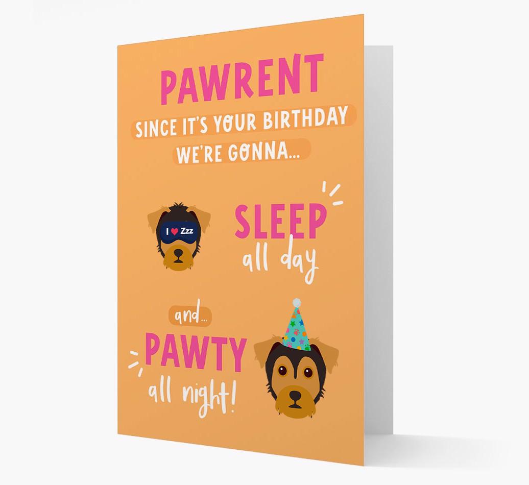 Sleep All Day, Pawty All Night: Personalized Card with {breedFullName} Icon