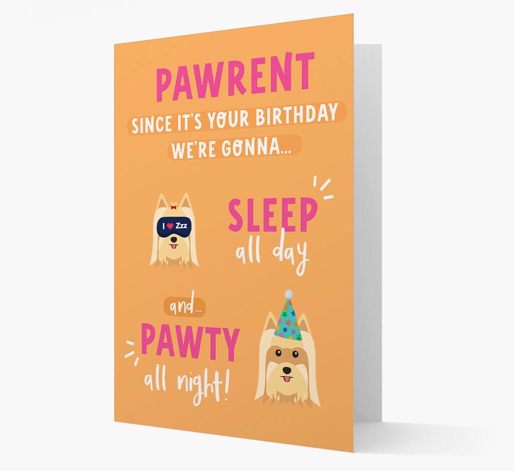 Sleep All Day, Pawty All Night: Personalised Card with {breedFullName} Icon