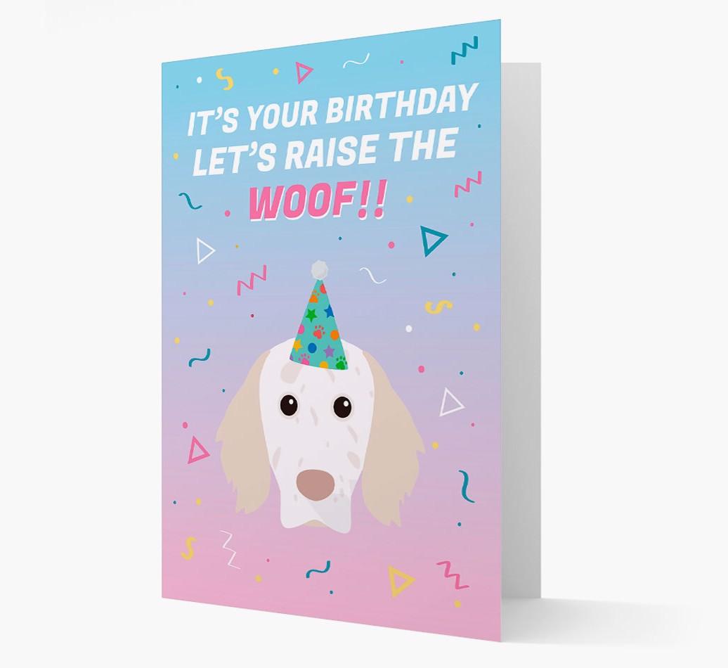 Raise The Woof: Personalized Card with {breedFullName} Icon
