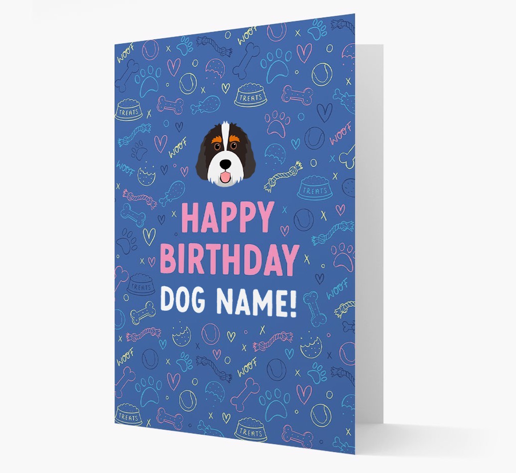 Happy Birthday Treats Pattern: Personalised {breedFullName} Card