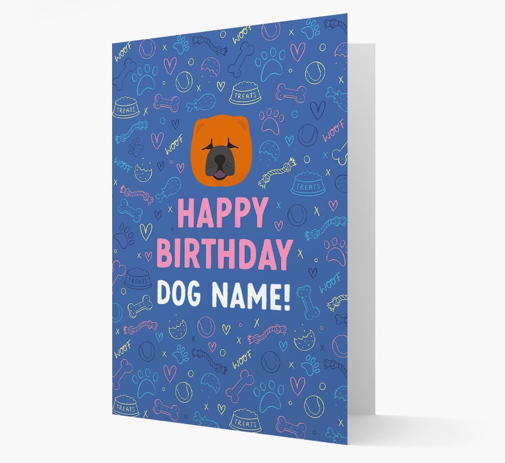 Happy Birthday Treats Pattern: Personalised {breedFullName} Card