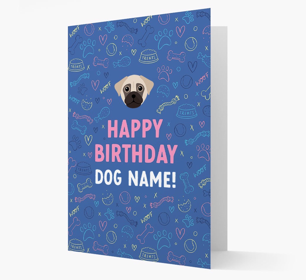 Happy Birthday Treats Pattern: Personalised {breedFullName} Card