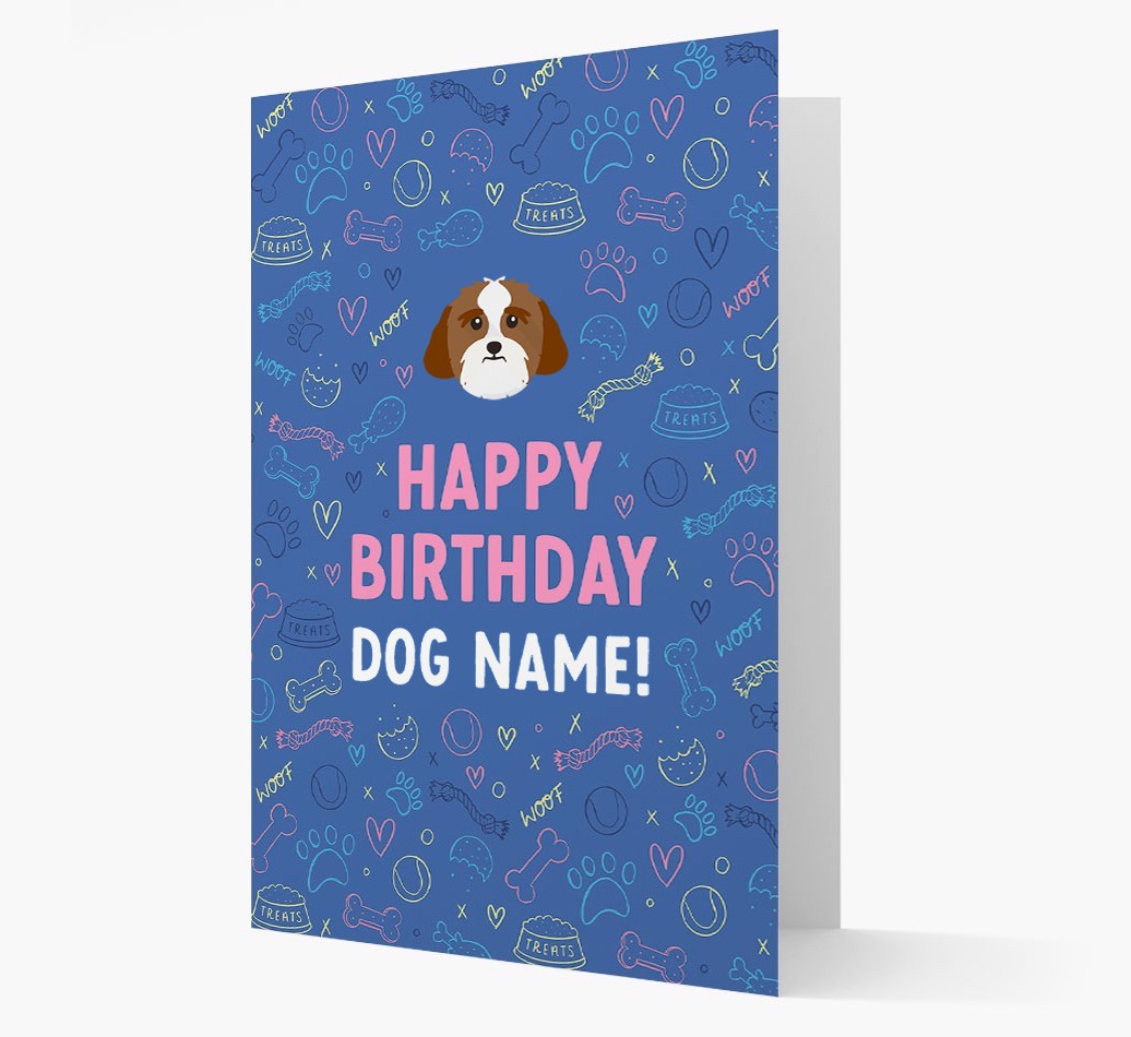 Happy Birthday Treats Pattern: Personalised {breedFullName} Card