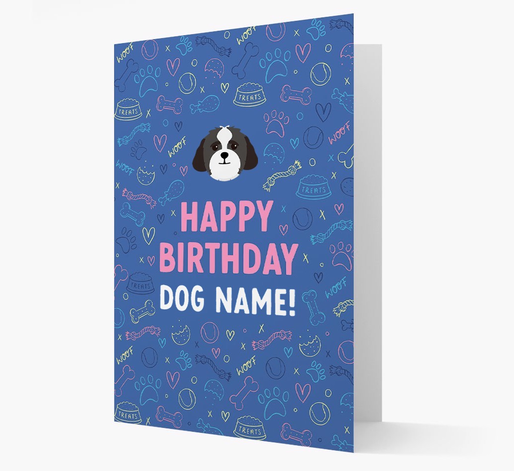 Happy Birthday Treats Pattern: Personalised {breedFullName} Card
