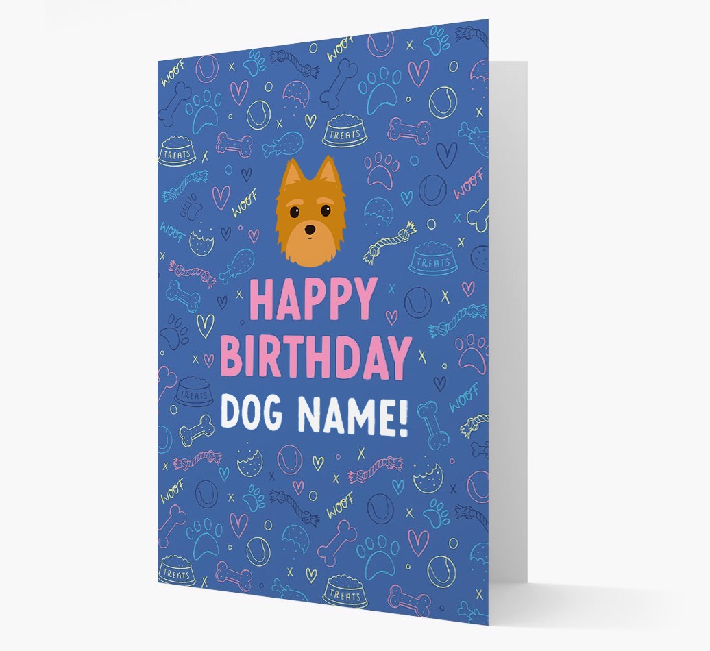 Happy Birthday Treats Pattern: Personalised {breedFullName} Card
