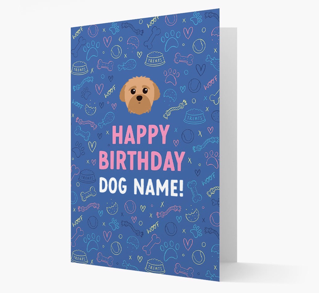 Happy Birthday Treats Pattern: Personalised {breedFullName} Card