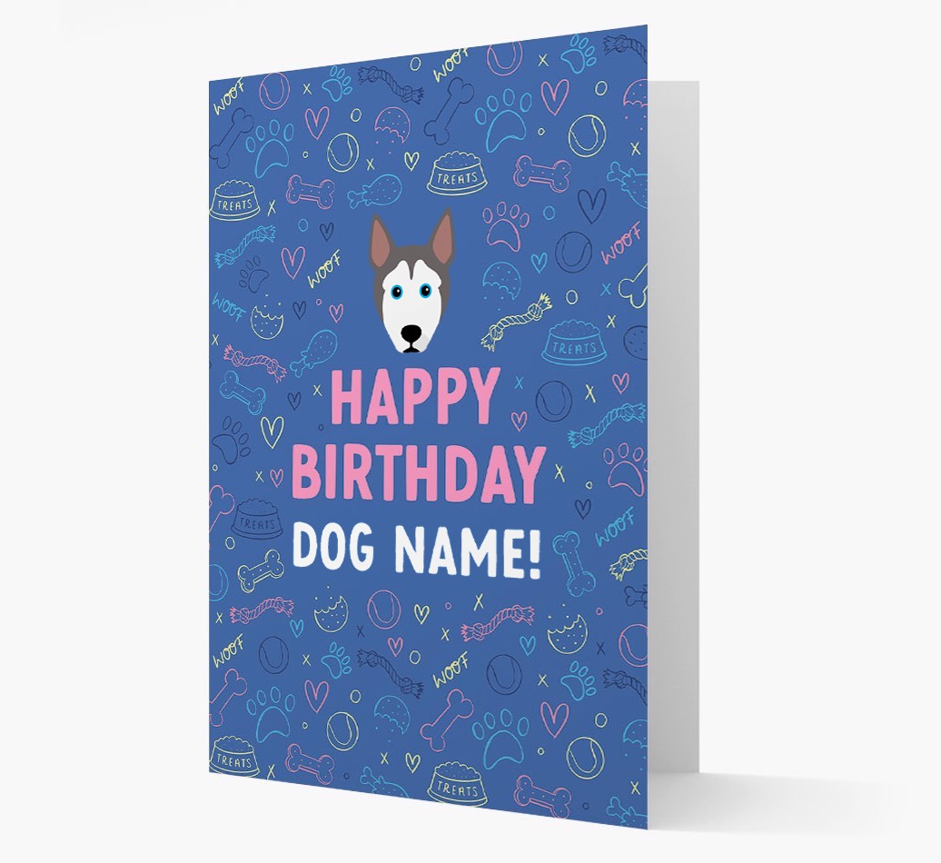 Happy Birthday Treats Pattern: Personalised {breedFullName} Card