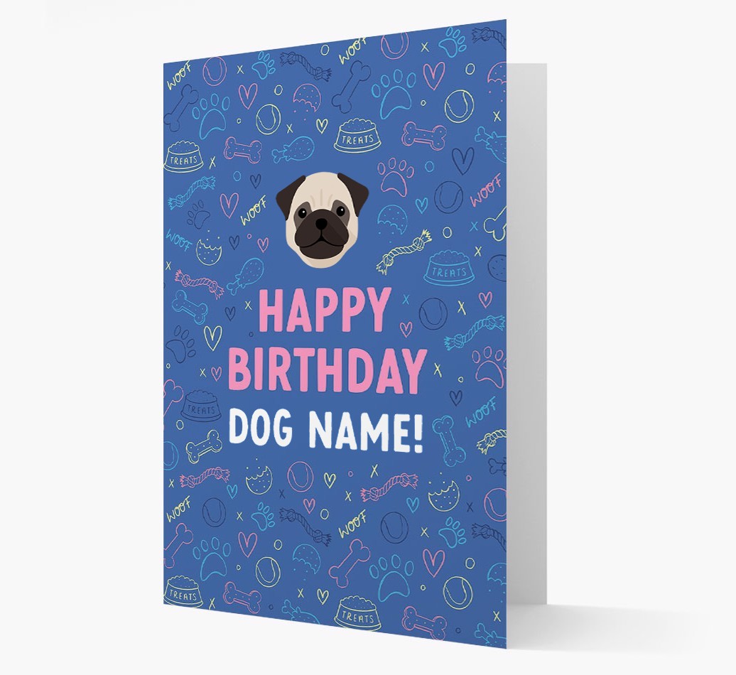 Happy Birthday Treats Pattern: Personalised {breedFullName} Card