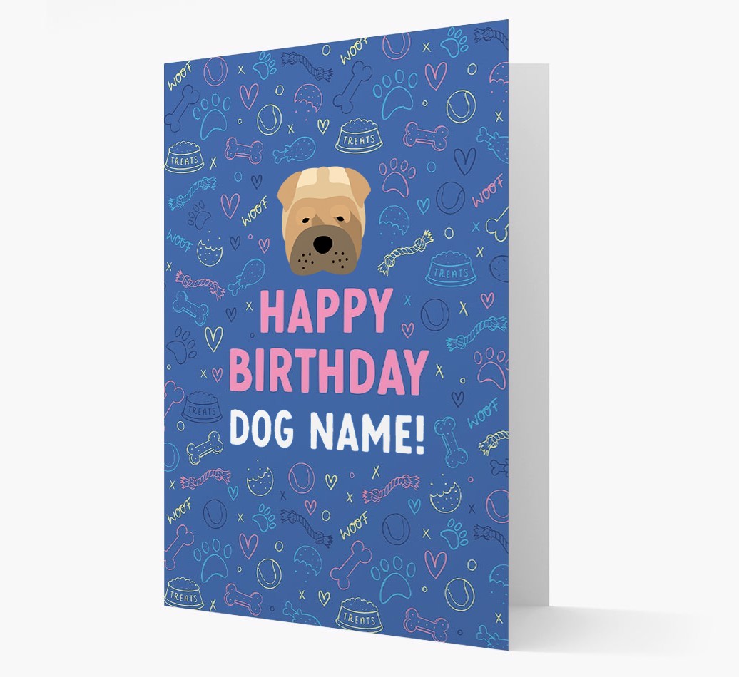Happy Birthday Treats Pattern: Personalised {breedFullName} Card