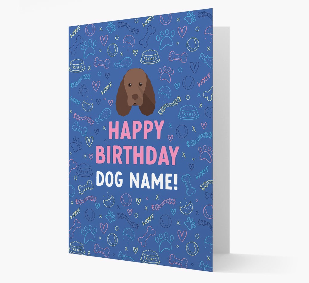 Happy Birthday Treats Pattern: Personalised {breedFullName} Card