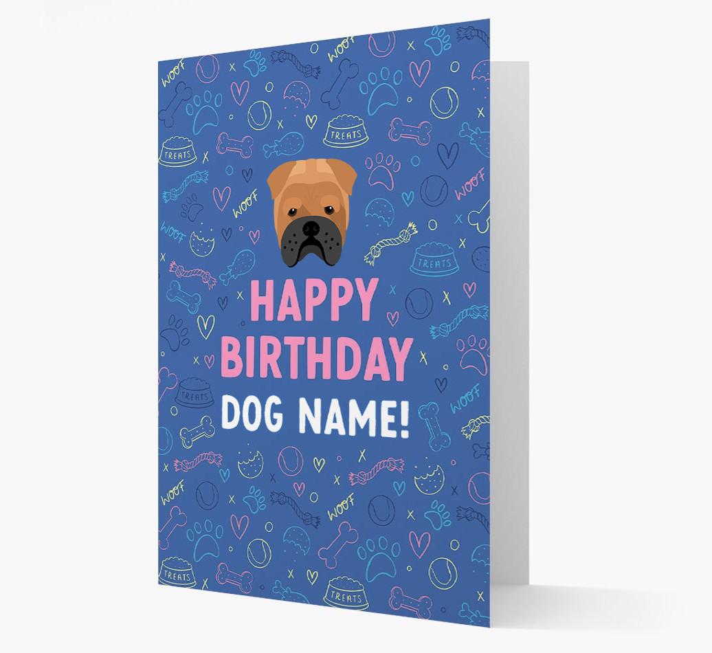 Happy Birthday Treats Pattern: Personalized {breedFullName} Card