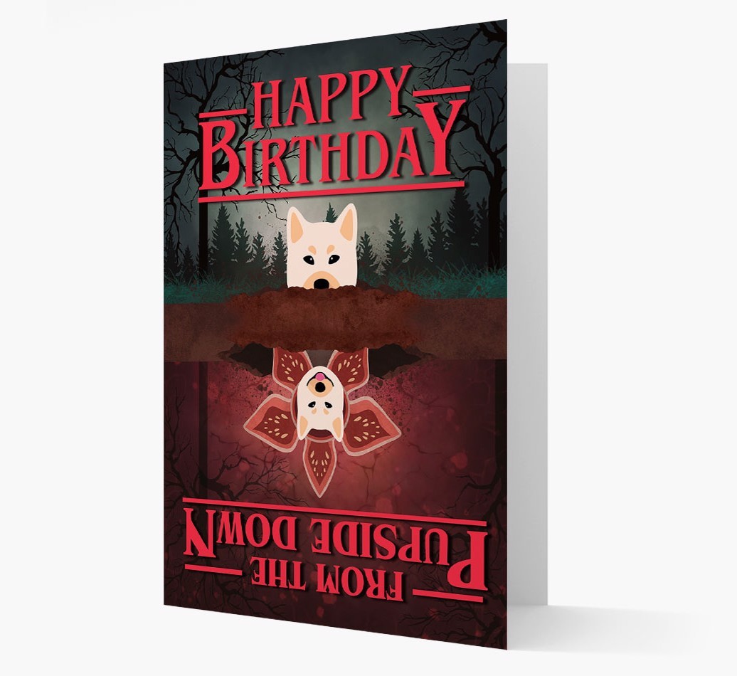 Pupside Down: Personalised {breedFullName} Card